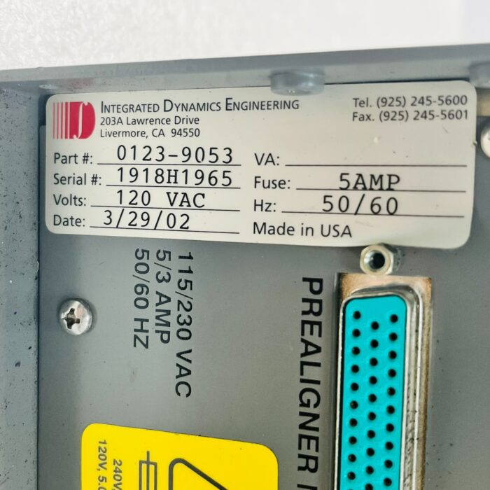 Integrated Dynamics Engineering 0123-9053 Prealighner Controller ...